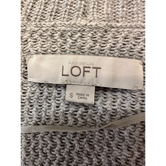 LOFT Women's Light Gray Textured Knit Open Front Cardigan Sweater Size S - Picture 4 of 6